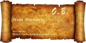 Ondó Barbara névjegykártya